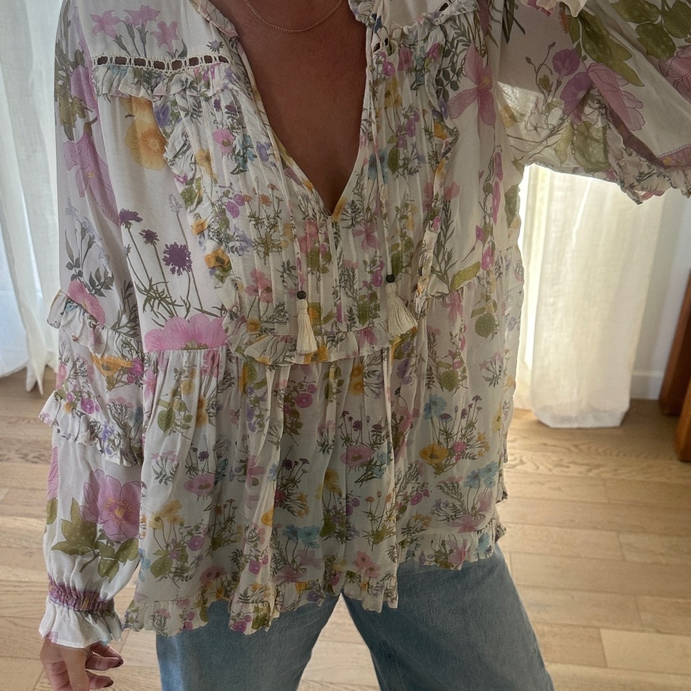 Spell Floral Boho Blouse in Pink and Yellow